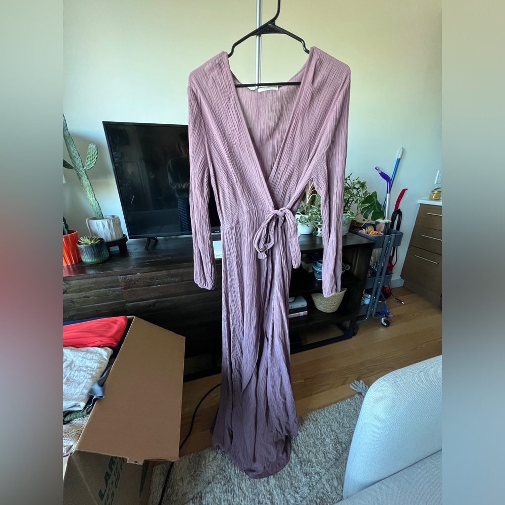 Nicole Mauve Crinkle Wrap Maxi Dress